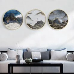 Staunton And Henry Wall Decor Modern Round Oriental Wall Art With Wood Frame