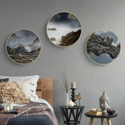Staunton And Henry Wall Decor Modern Round Oriental Wall Art With Wood Frame