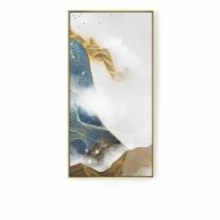 Staunton And Henry Wall Decor Blue And Yellow Abstract Vertical Wall Art With Frame