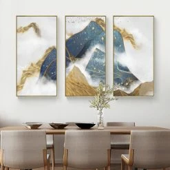 Staunton And Henry Wall Decor Blue And Yellow Abstract Vertical Wall Art With Frame