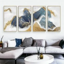 Staunton And Henry Wall Decor Blue And Yellow Abstract Vertical Wall Art With Frame