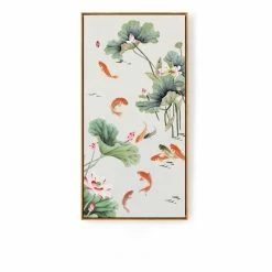 Staunton And Henry Lotus And Koi Oriental Wall Art With Frame Wall Decor