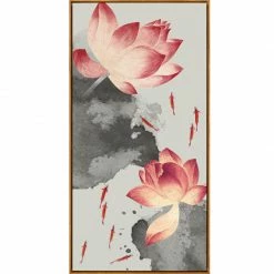Staunton And Henry Lotus And Koi Oriental Wall Art With Frame Wall Decor