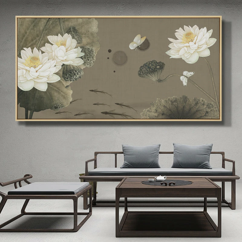 Staunton And Henry Oriental White Lotus Wall Art With Frame Wall Decor