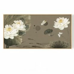 Staunton And Henry Oriental White Lotus Wall Art With Frame Wall Decor