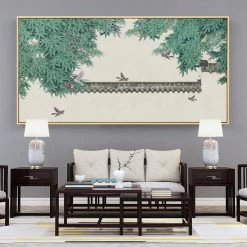 Staunton And Henry Pagoda Birds Oriental Wall Art With Frame
