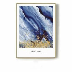 Staunton And Henry Inspirational Blue And Gold Wall Art With Frame Wall Decor
