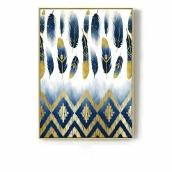 Staunton And Henry Inspirational Blue And Gold Wall Art With Frame Wall Decor