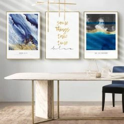 Staunton And Henry Inspirational Blue And Gold Wall Art With Frame Wall Decor
