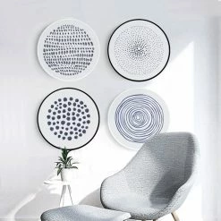 Staunton And Henry Round Blue And White Art Prints With Frame