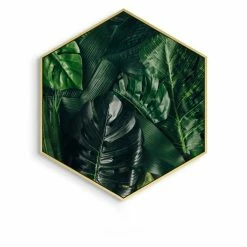 Staunton And Henry Home Accessories Hexagon Green Leaf Wall Art With Frame