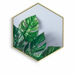 Staunton And Henry Home Accessories Hexagon Green Leaf Wall Art With Frame