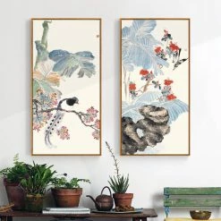 Staunton And Henry Pastel Oriental Wall Art With Frame Wall Decor