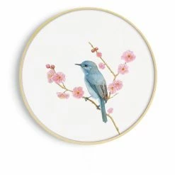 Staunton And Henry Round Pink Oriental Wall Art With Frame