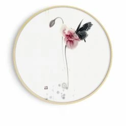 Staunton And Henry Round Pink Oriental Wall Art With Frame