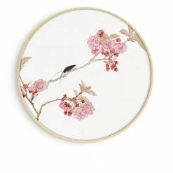Staunton And Henry Round Pink Oriental Wall Art With Frame