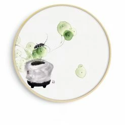 Staunton And Henry Round Pink Oriental Wall Art With Frame