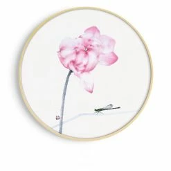 Staunton And Henry Round Pink Oriental Wall Art With Frame