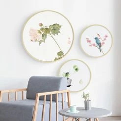 Staunton And Henry Round Pink Oriental Wall Art With Frame