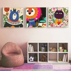 Staunton And Henry Wall Decor Colorful Kids Animal Wall Art With Frame