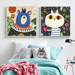 Staunton And Henry Wall Decor Colorful Kids Animal Wall Art With Frame