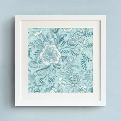 Staunton And Henry Blue Floral Wall Art With Frame Wall Decor