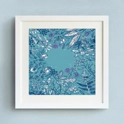 Staunton And Henry Blue Floral Wall Art With Frame Wall Decor