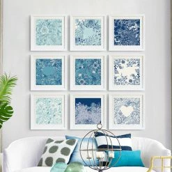 Staunton And Henry Blue Floral Wall Art With Frame Wall Decor