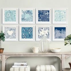 Staunton And Henry Blue Floral Wall Art With Frame Wall Decor