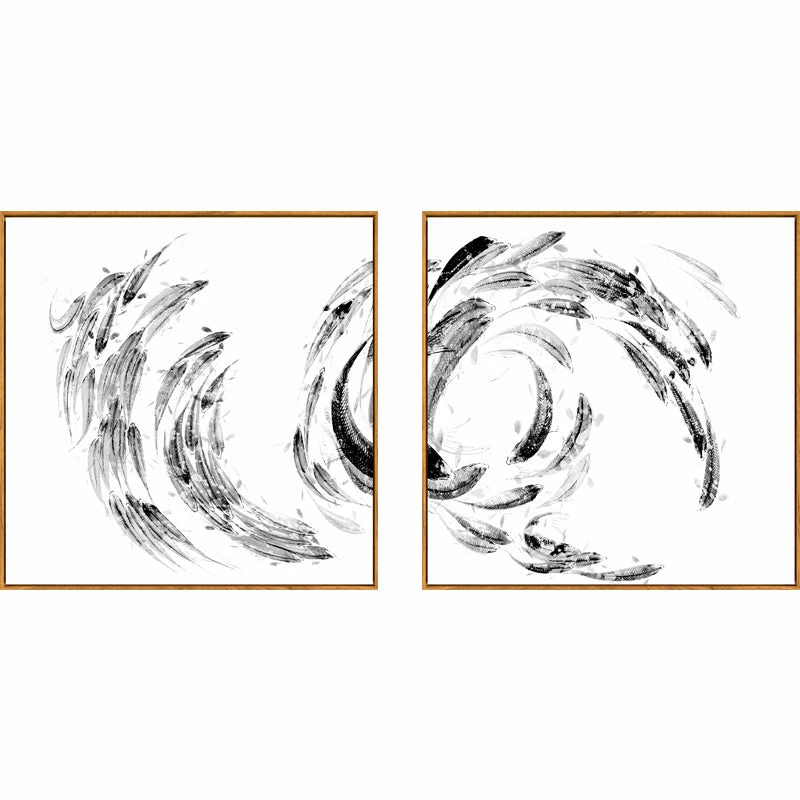 Staunton And Henry Japanese Koi Fish Wall Art With Frame Wall Decor