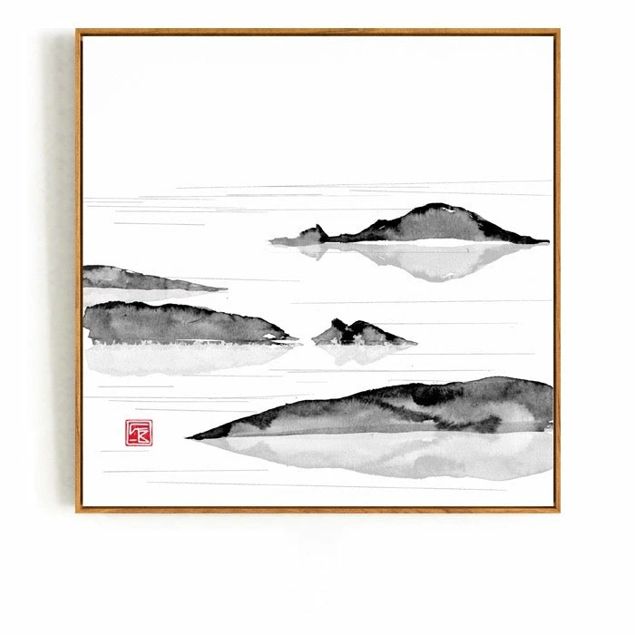 Staunton And Henry Japanese Mountain Wall Art With Frame Wall Decor