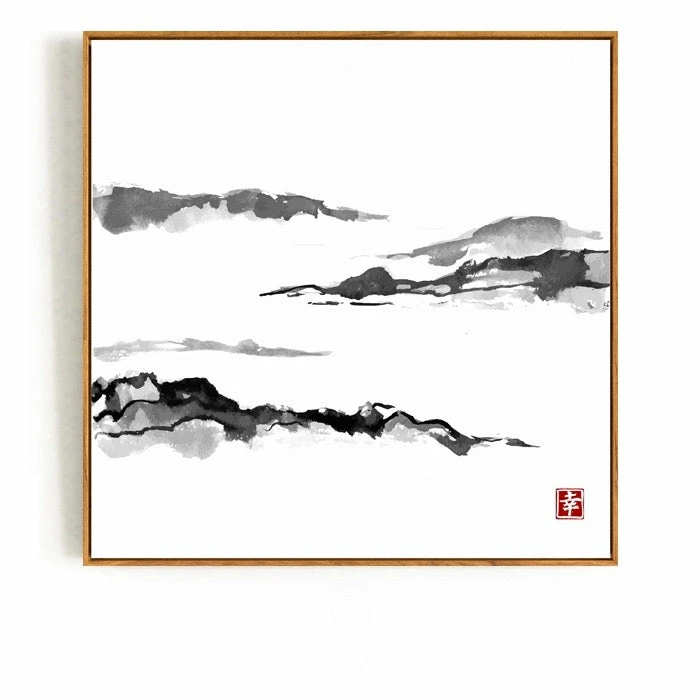 Staunton And Henry Japanese Mountain Wall Art With Frame Wall Decor