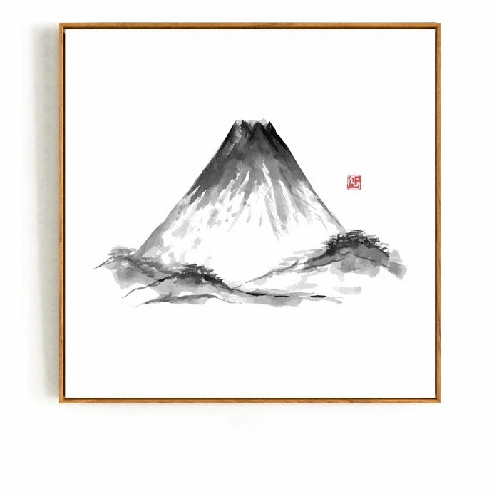 Staunton And Henry Japanese Mountain Wall Art With Frame Wall Decor