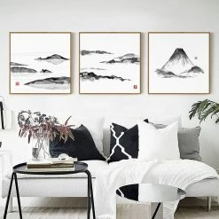 Staunton And Henry Japanese Mountain Wall Art With Frame Wall Decor