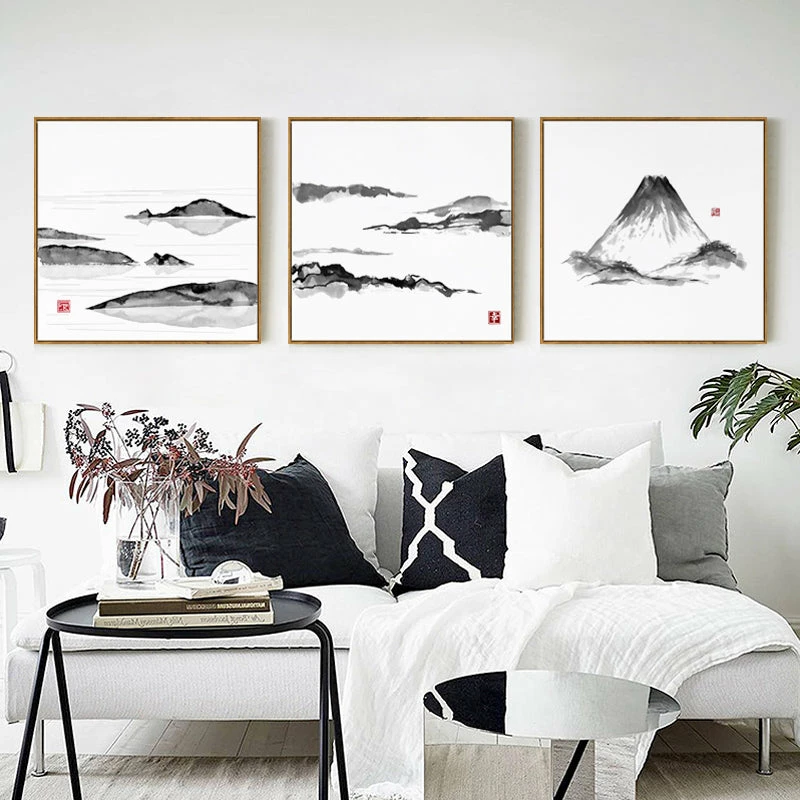 Staunton And Henry Japanese Mountain Wall Art With Frame Wall Decor