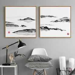Staunton And Henry Japanese Mountain Wall Art With Frame Wall Decor