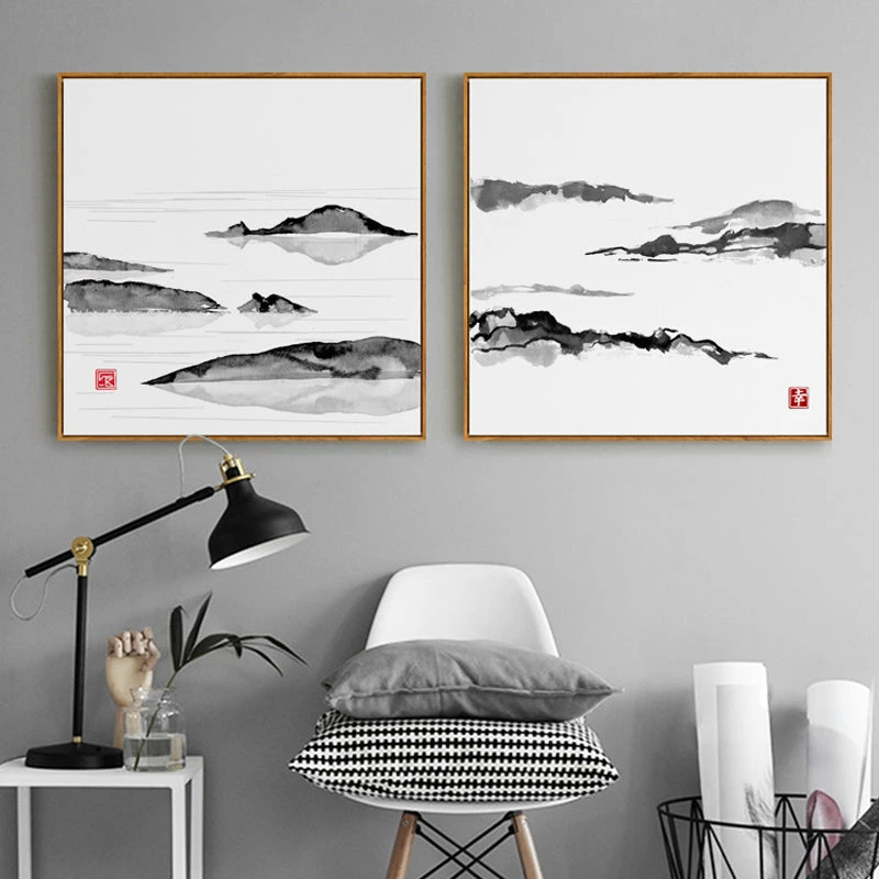 Staunton And Henry Japanese Mountain Wall Art With Frame Wall Decor
