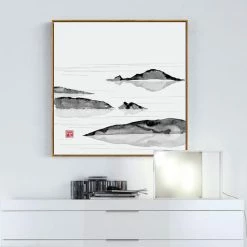 Staunton And Henry Japanese Mountain Wall Art With Frame Wall Decor