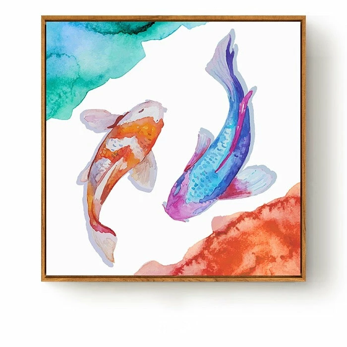 Staunton And Henry Watercolor Koi Fish Art With Frame