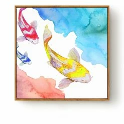 Staunton And Henry Watercolor Koi Fish Art With Frame