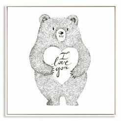Staunton And Henry Black And White Bear Wall Art With Frame Wall Decor