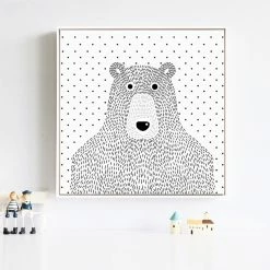 Staunton And Henry Black And White Bear Wall Art With Frame Wall Decor