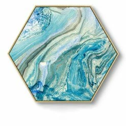 Staunton And Henry Hexagon Poured Liquid Wall Art With Frame Wall Decor