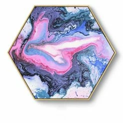 Staunton And Henry Hexagon Poured Liquid Wall Art With Frame Wall Decor