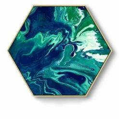 Staunton And Henry Hexagon Poured Liquid Wall Art With Frame Wall Decor