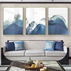 Staunton And Henry Wall Decor Abstract Blue And White Wall Art With Frame