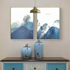 Staunton And Henry Wall Decor Abstract Blue And White Wall Art With Frame