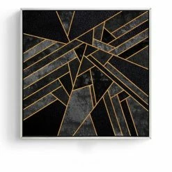 Staunton And Henry Black And Gold Abstract Wall Art With Frame Wall Decor