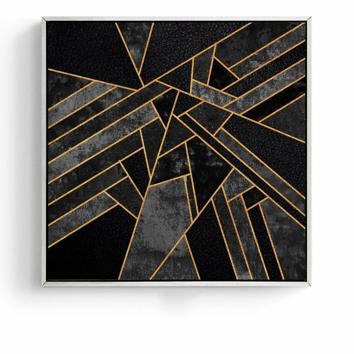 Staunton And Henry Black And Gold Abstract Wall Art With Frame Wall Decor