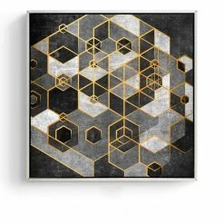Staunton And Henry Black And Gold Abstract Wall Art With Frame Wall Decor